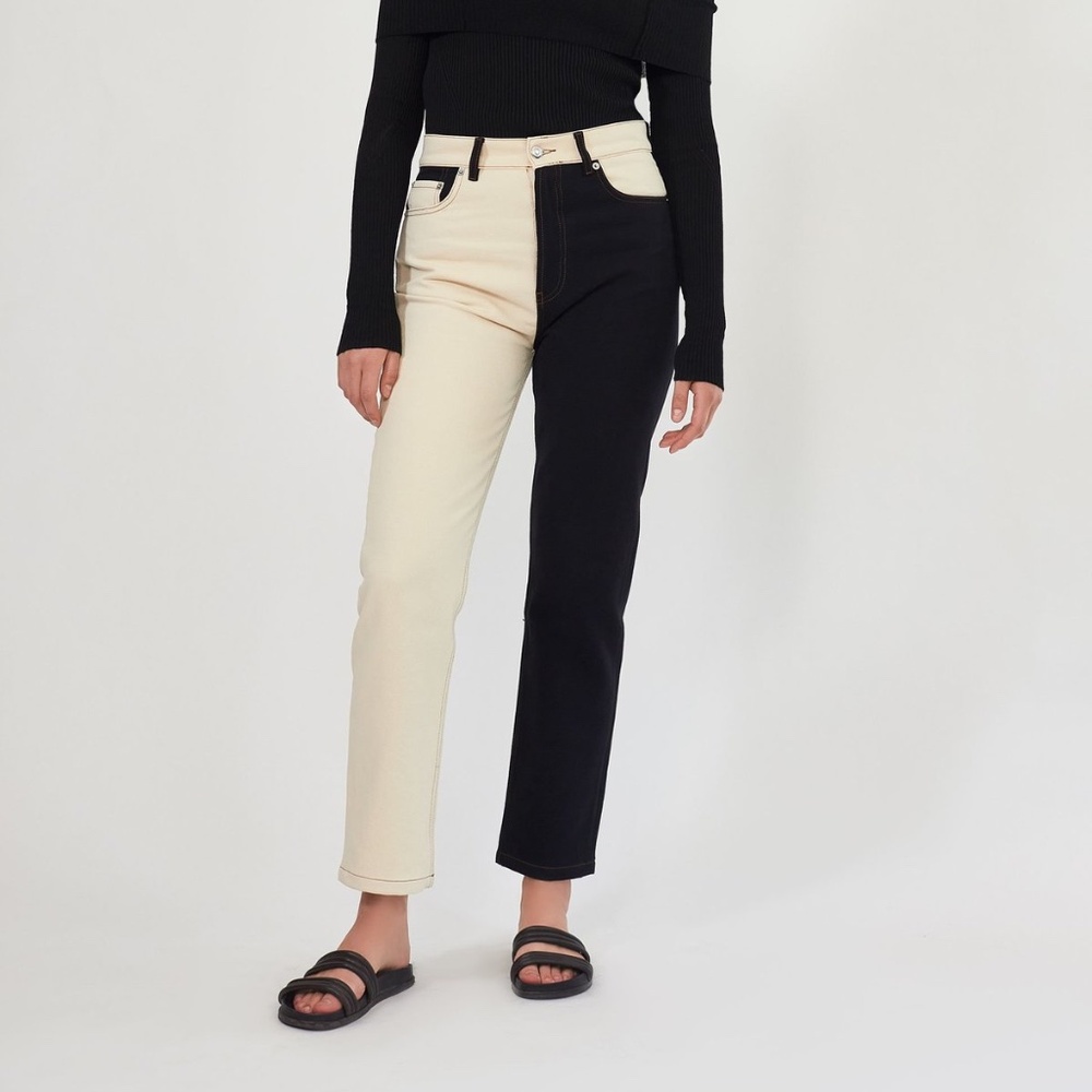 NANUSHKA KEMIA PATCHWORK JEANS - Cream & Black